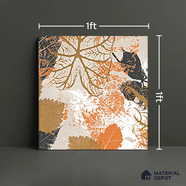 Floral Wall Tile TL 07248 B Plana 8002 GLM (Gold) 1 ft x 1 ft Ceramic Matte Finish - 9 mm  | 2 mm Spacer is Mandatory | Please Expect a Slight Variation of Pattern (Sample)
